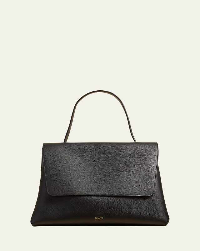 Lia Large Pebbled Leather Top-Handle Bag