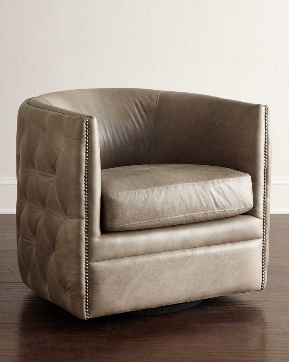 Abriola Leather Swivel Chair