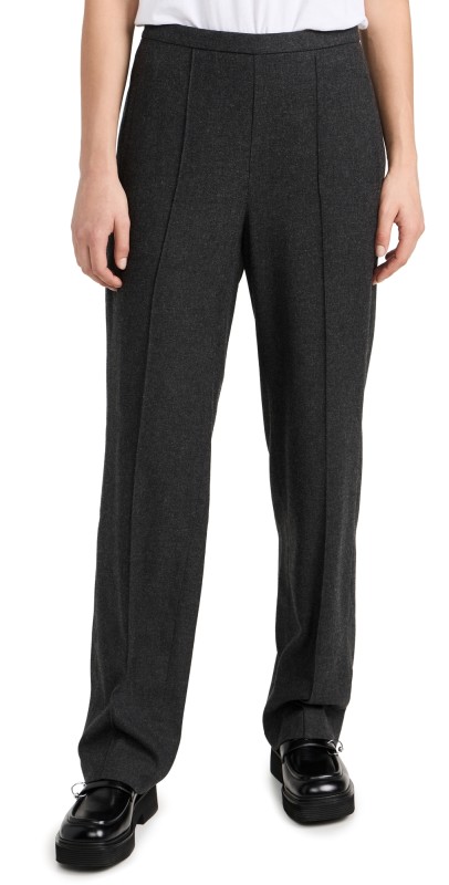 Vince Brushed Wool Mid Rise Wide Leg Pants H Charcoal