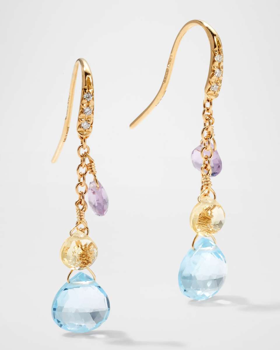 Paradise 18K Yellow Gold Mixed Drop Earrings with Diamonds