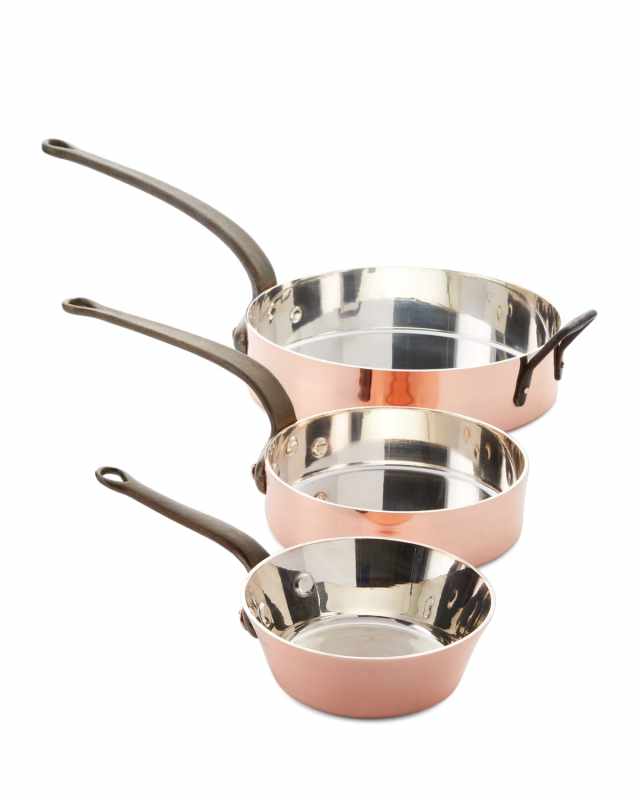 Solid Copper Silver-Lined Pans, Set of 3