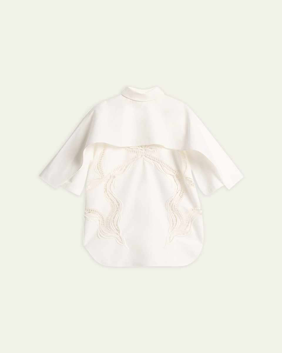Cape-Sleeve Cutout Lace Top