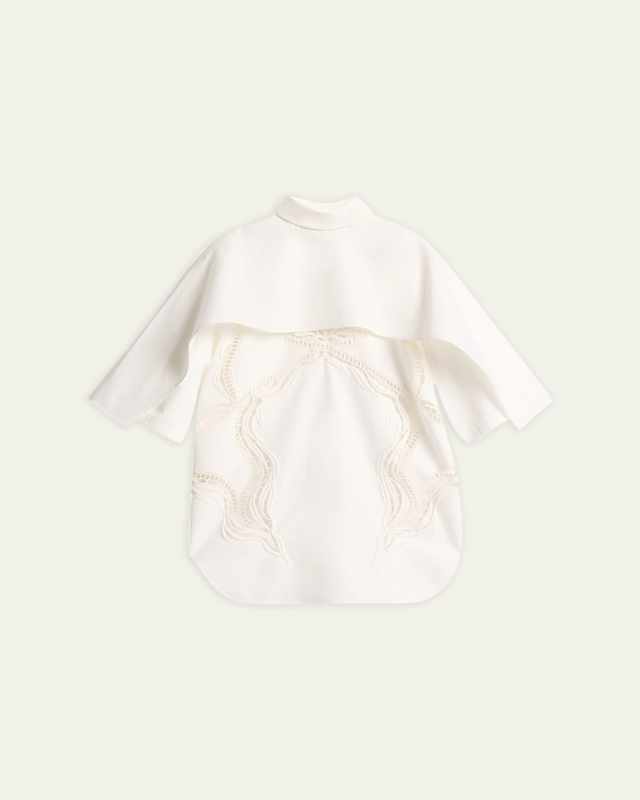 Cape-Sleeve Cutout Lace Top