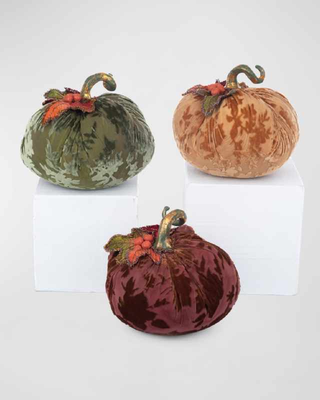 Velvet Pumpkins, Set of 3