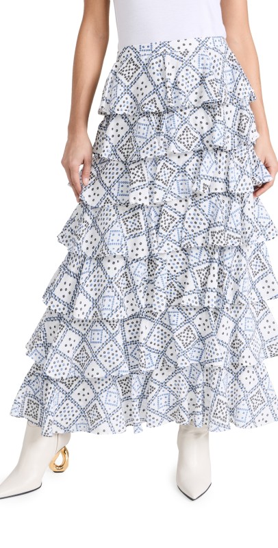 Alix of Bohemia Tasha Blue Jamdani Skirt Blue