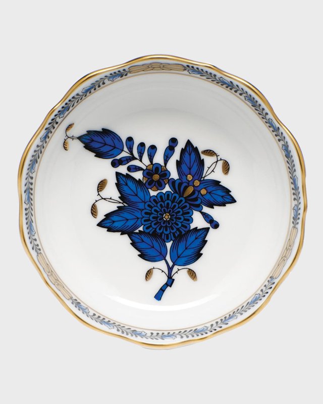 Chinese Bouquet Mini Scalloped Dish - Black Sapphire