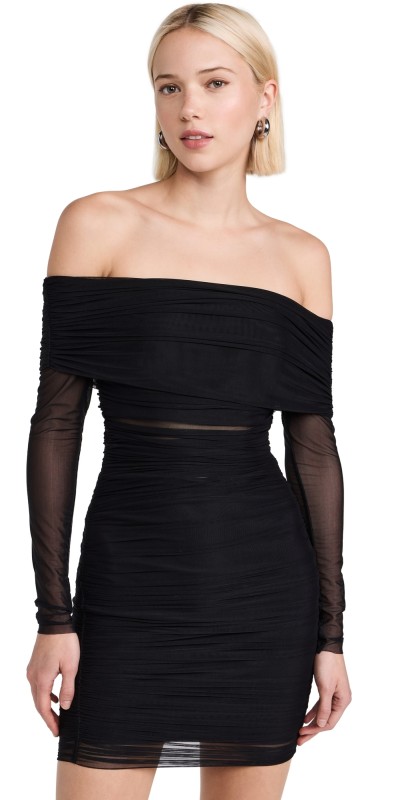 alice + olivia Isadola Off The Shoulder Mini Dress Black