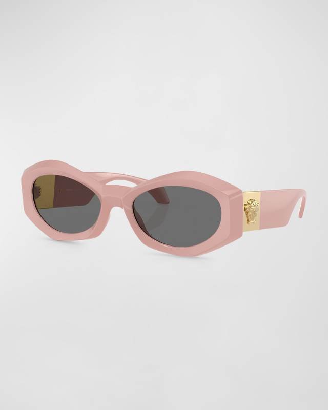 Medusa Plaque Irregular Oval Sunglasses