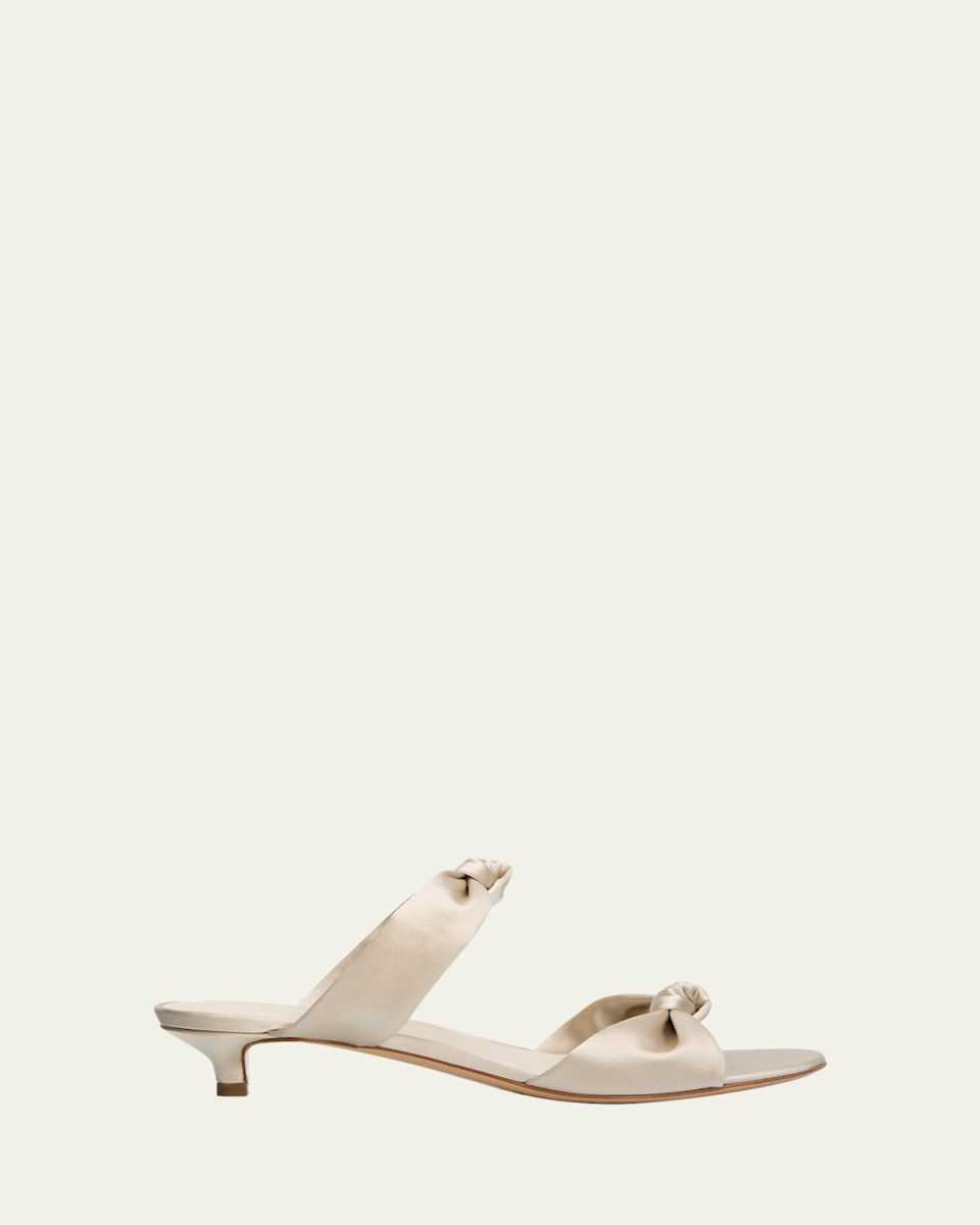 Silk Knot Kitten-Heel Slide Sandals