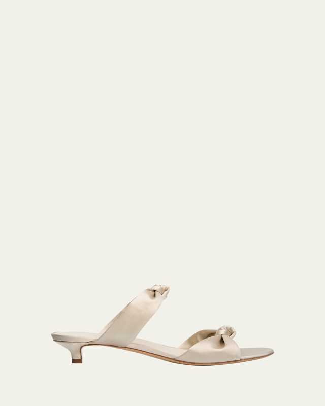 Silk Knot Kitten-Heel Slide Sandals