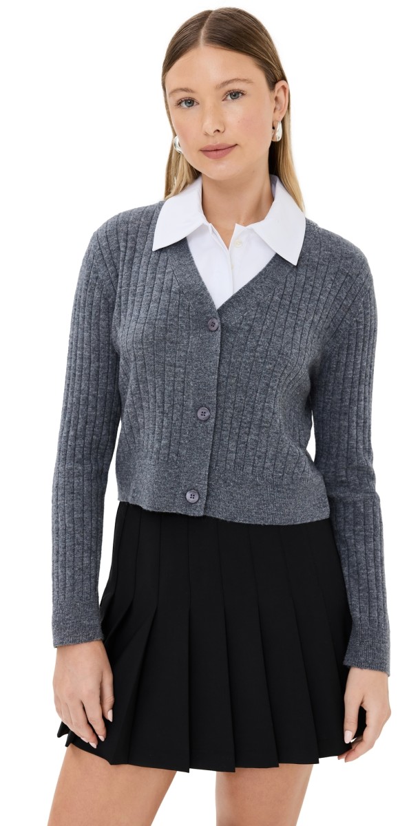 STAUD Wallis Sweater Charcoal/White