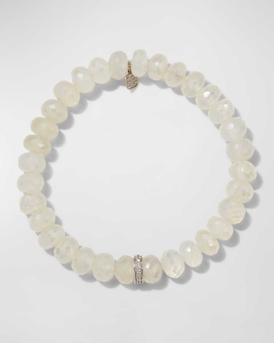 14k White Gold Diamond Wheel & Chalcedony Bracelet