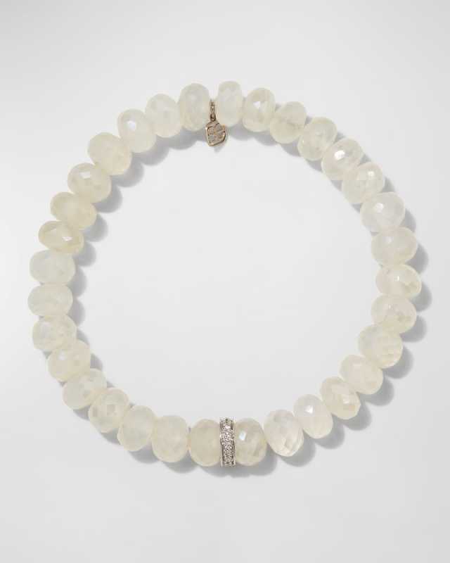 14k White Gold Diamond Wheel & Chalcedony Bracelet