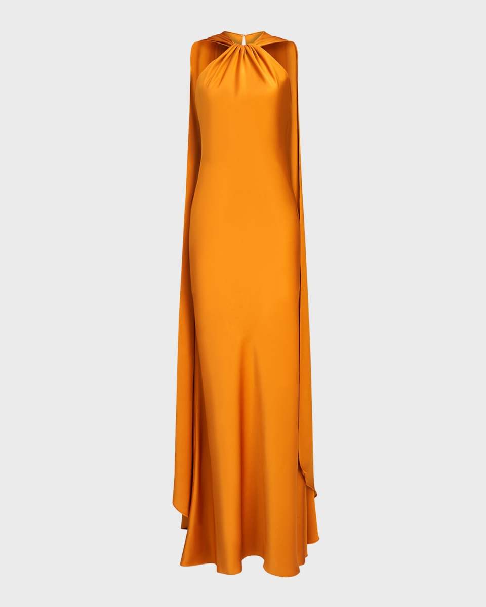 Reta Draped Satin Halter Gown