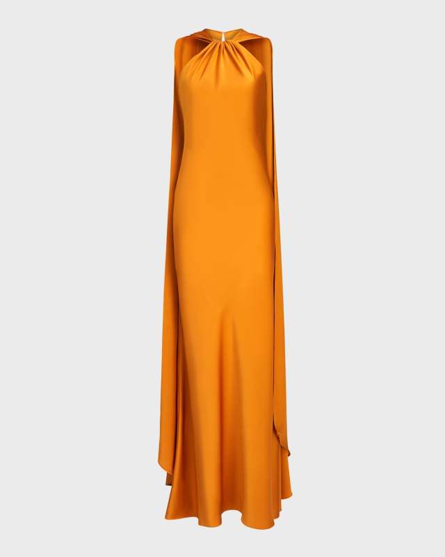 Reta Draped Satin Halter Gown