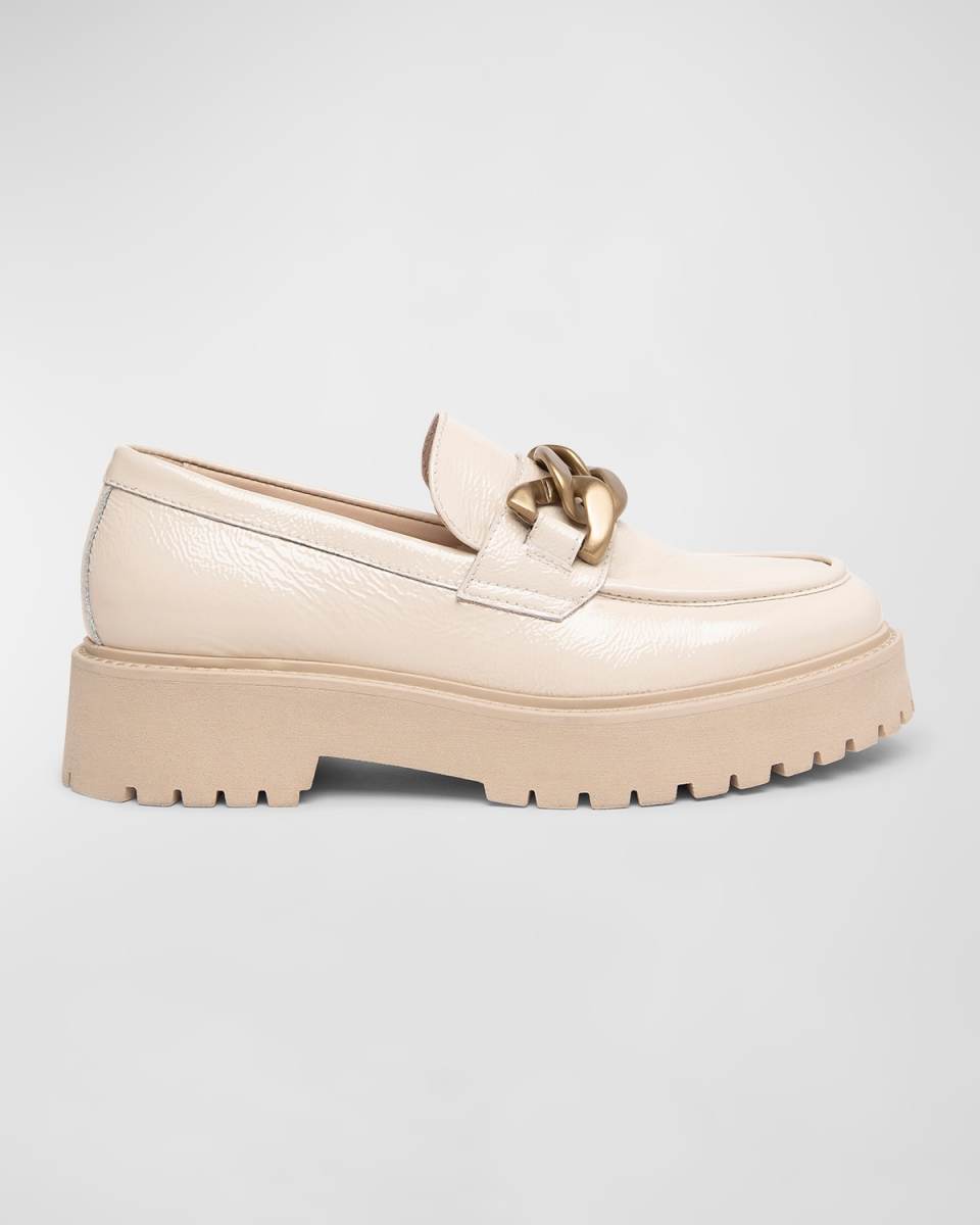 Patent Chain Casual Loafers