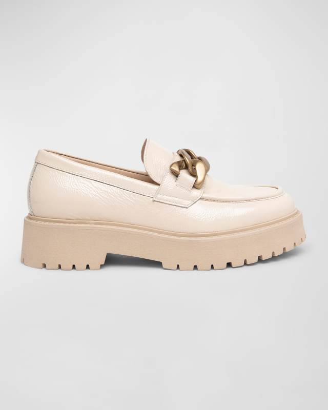 Patent Chain Casual Loafers