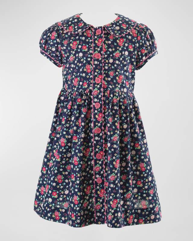 Girl's Floral-Button Down Dress, Size 2-10