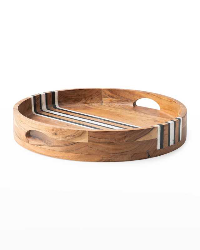 Stonewood Stripe 14" Round Tray