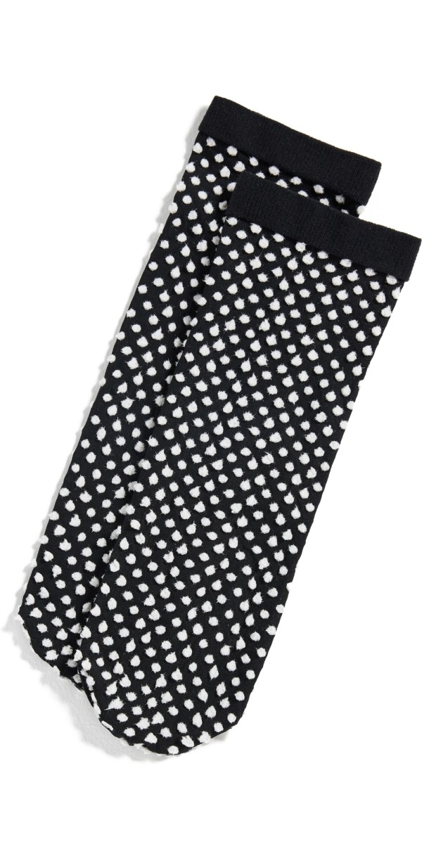 Wolford Satin Touch Dots Socks Black/Whit