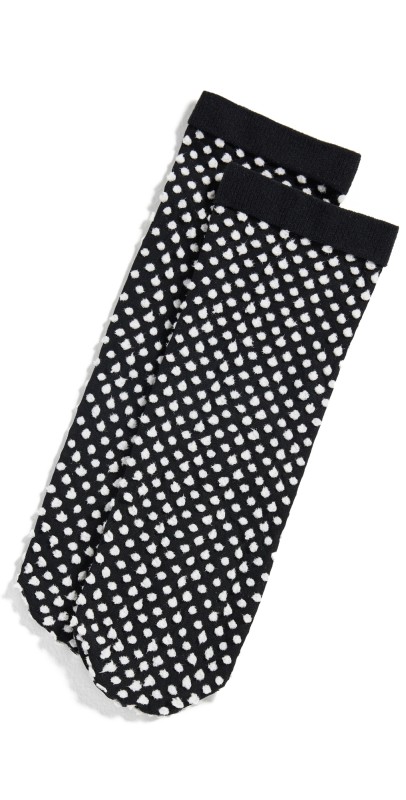 Wolford Satin Touch Dots Socks Black/Whit