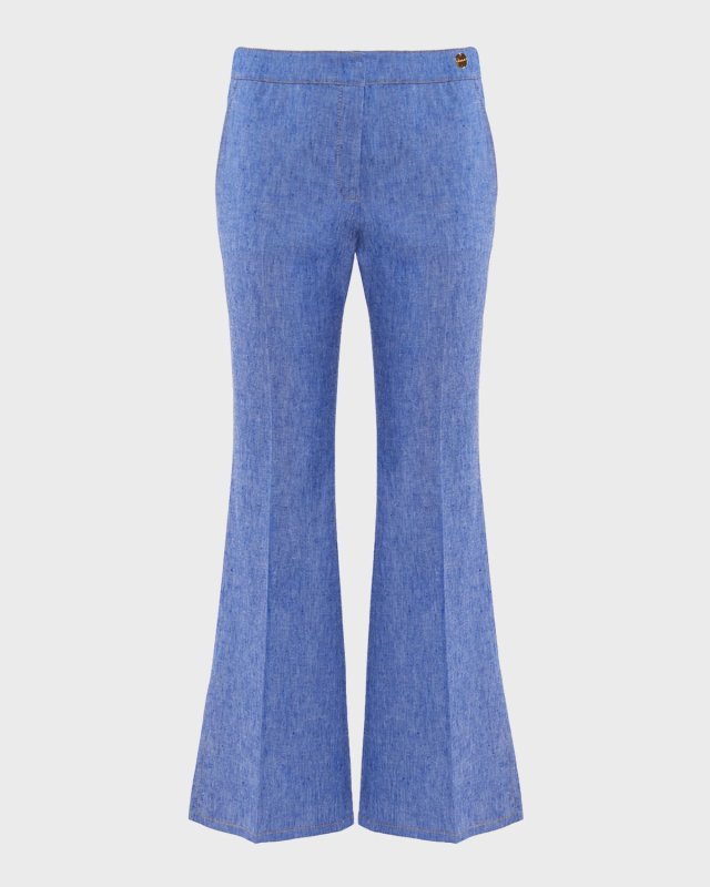 Sofia Cropped Side-Slit Flare Denim Pants