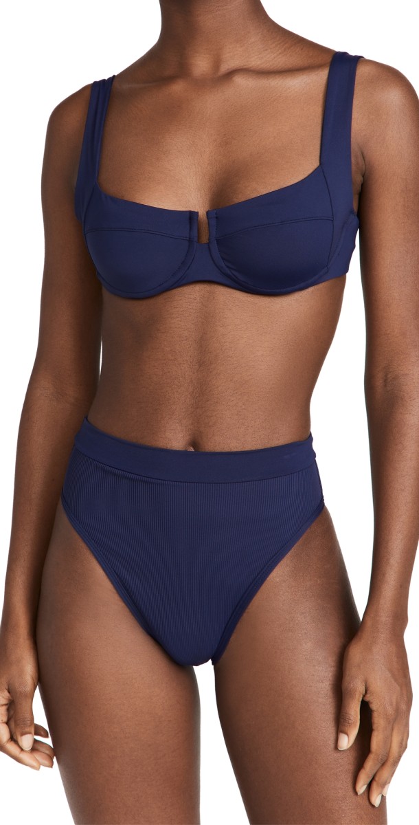 LSPACE Camellia Bikini Top Midnight Blue