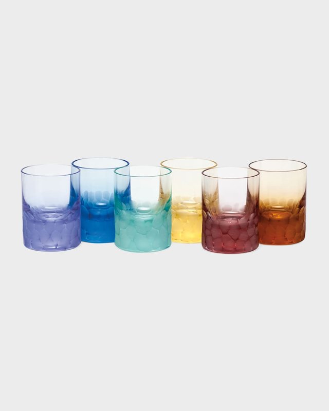 Set of Six Pebbled Crystal Shot Glasses