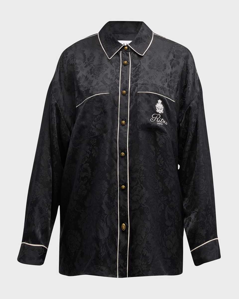 FRAME x Ritz Paris Floral Silk Button-Front Shirt