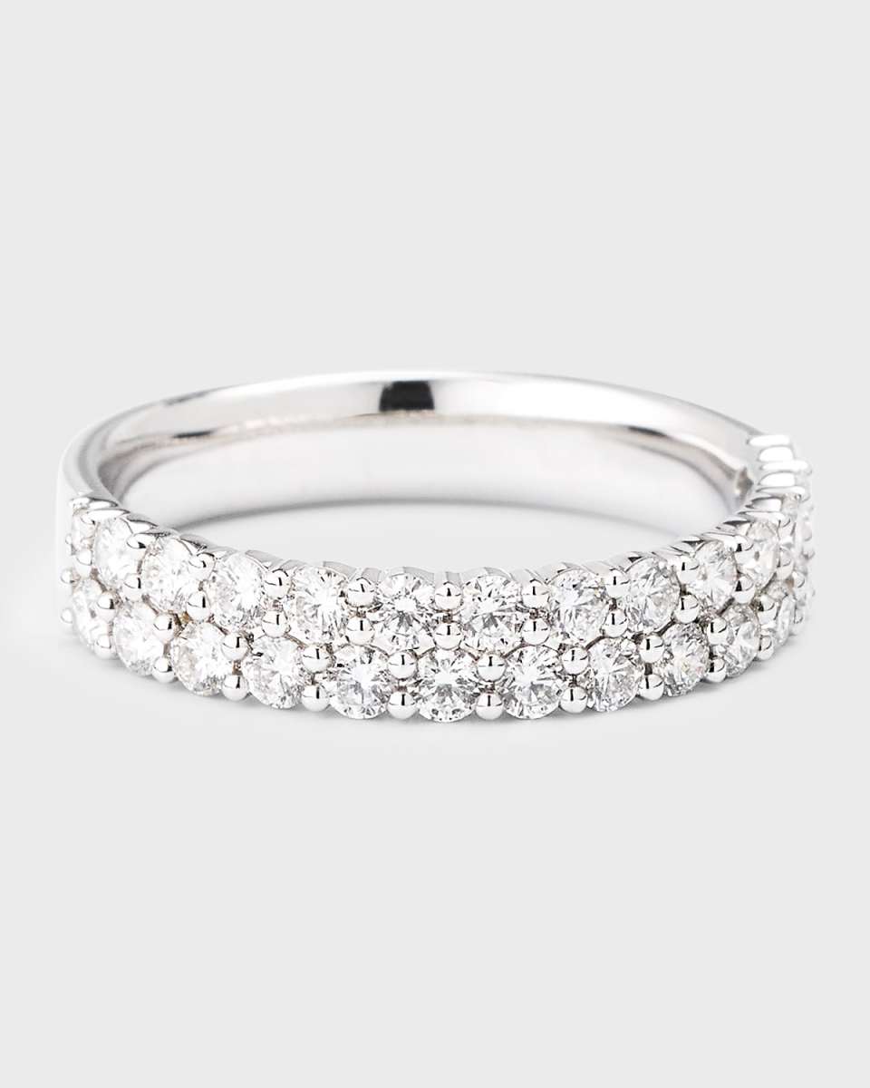 18K White Gold Paramount Diamond 2 Row Band, Size 8, 1.03tcw