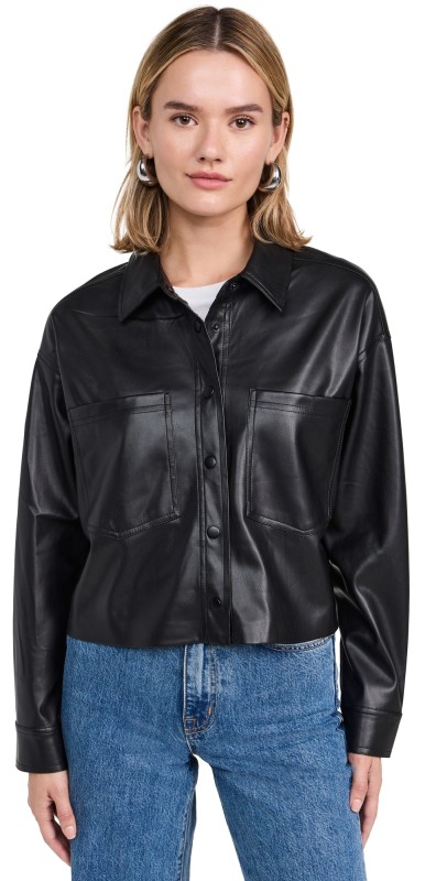 Z Supply All Day Faux Leather Jacket Black