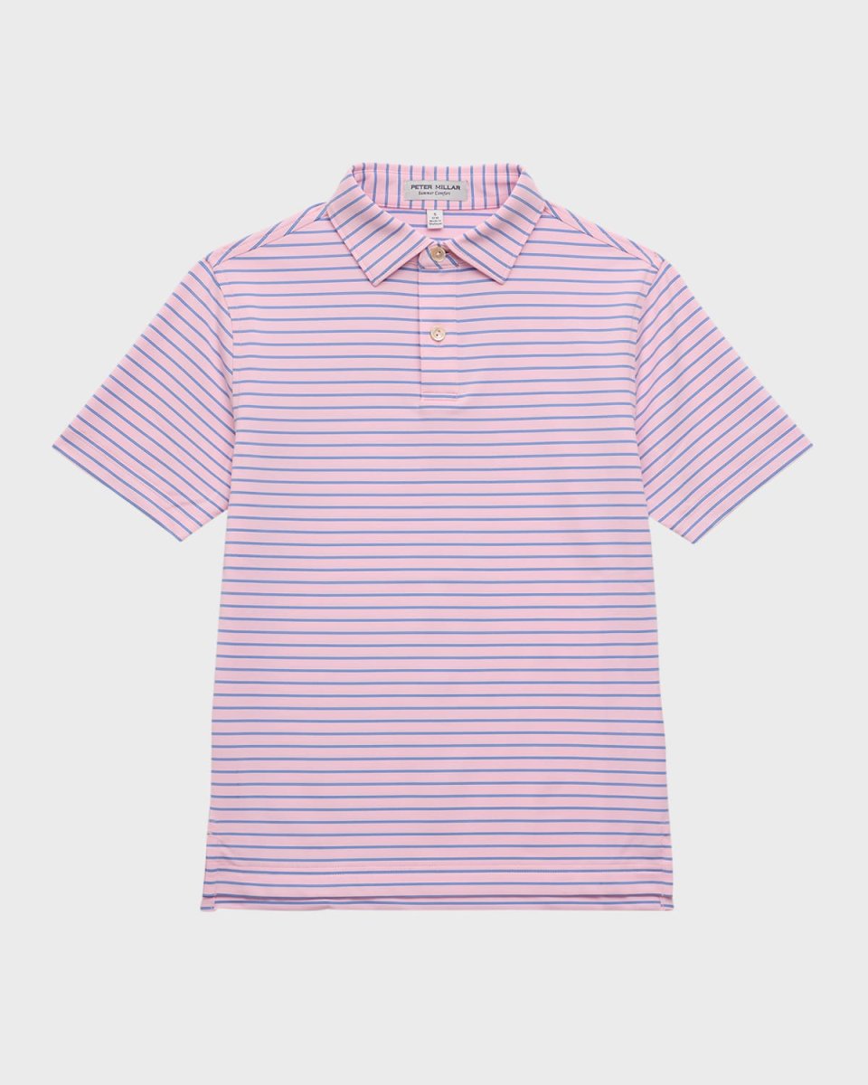 Boy's Drum Striped Performance Jersey Polo Shirt, Size XS-XL