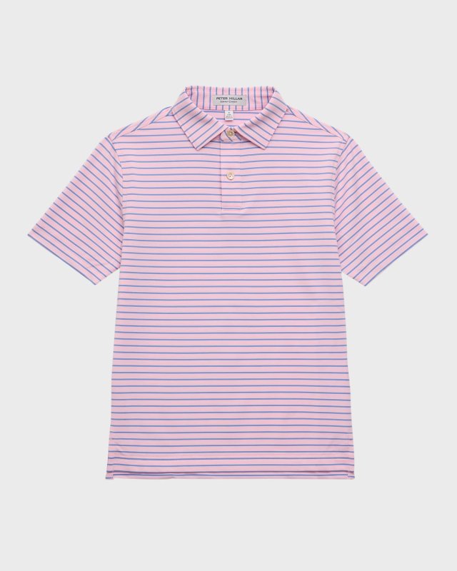 Boy's Drum Striped Performance Jersey Polo Shirt, Size XS-XL