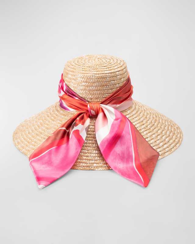Mirabel Large-Brim Hat with a Silk Scarf