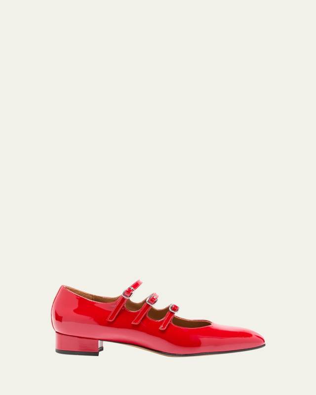 Ariana Patent Buckle-Trio Ballerina Pumps