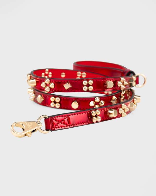 Loubileash Psychic Patent Leather Dog Leash with Cara Spikes, Small