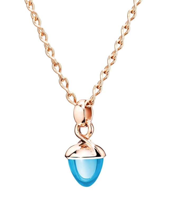 18k Rose Gold Swiss Blue Topaz Pendant