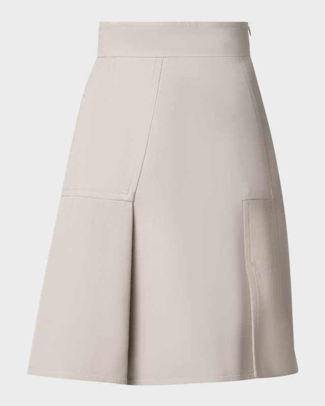 Double-Face Cotton Midi Skirt with Irregular Pleating
