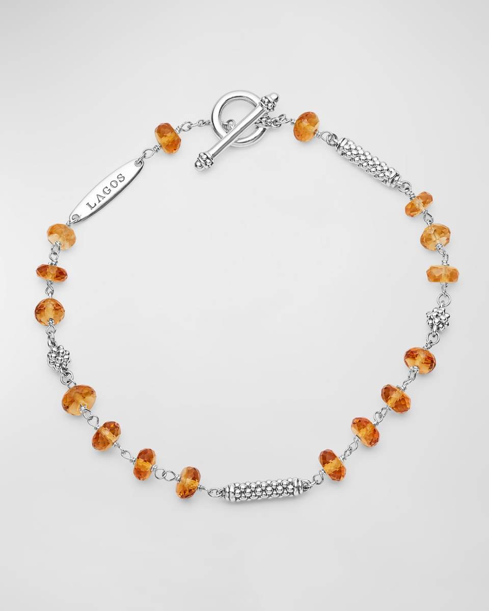 Caviar Icon Sterling Silver & Citrine Bracelet, Size