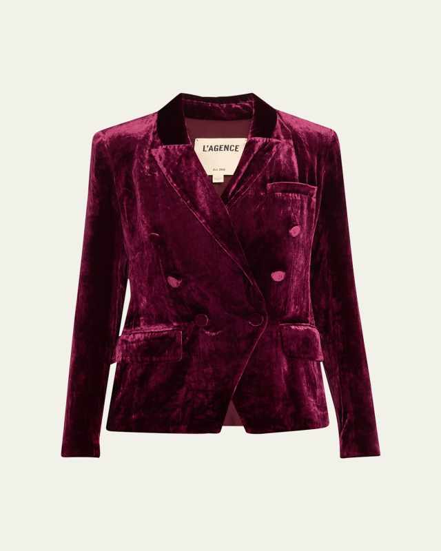 Kenzie Double-Breasted Velvet Blazer