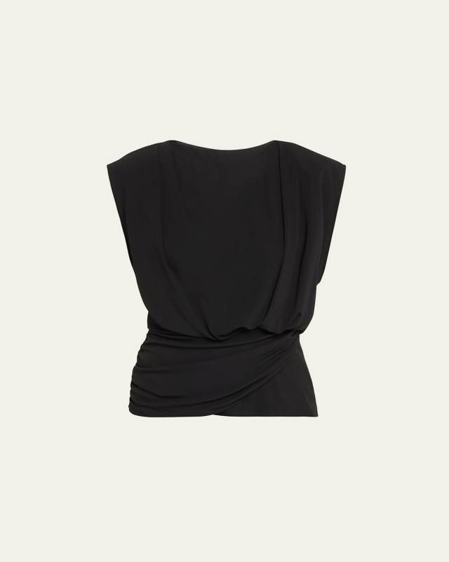 Daton Sleeveless Draped Cinched-Waist Top