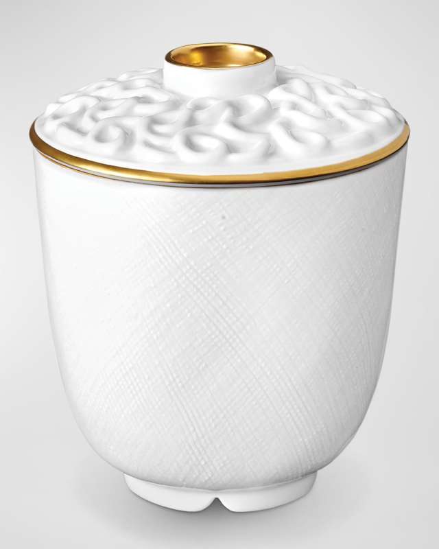 Han 24K Gold-Plated Green Teacup with Lid, 7 oz.