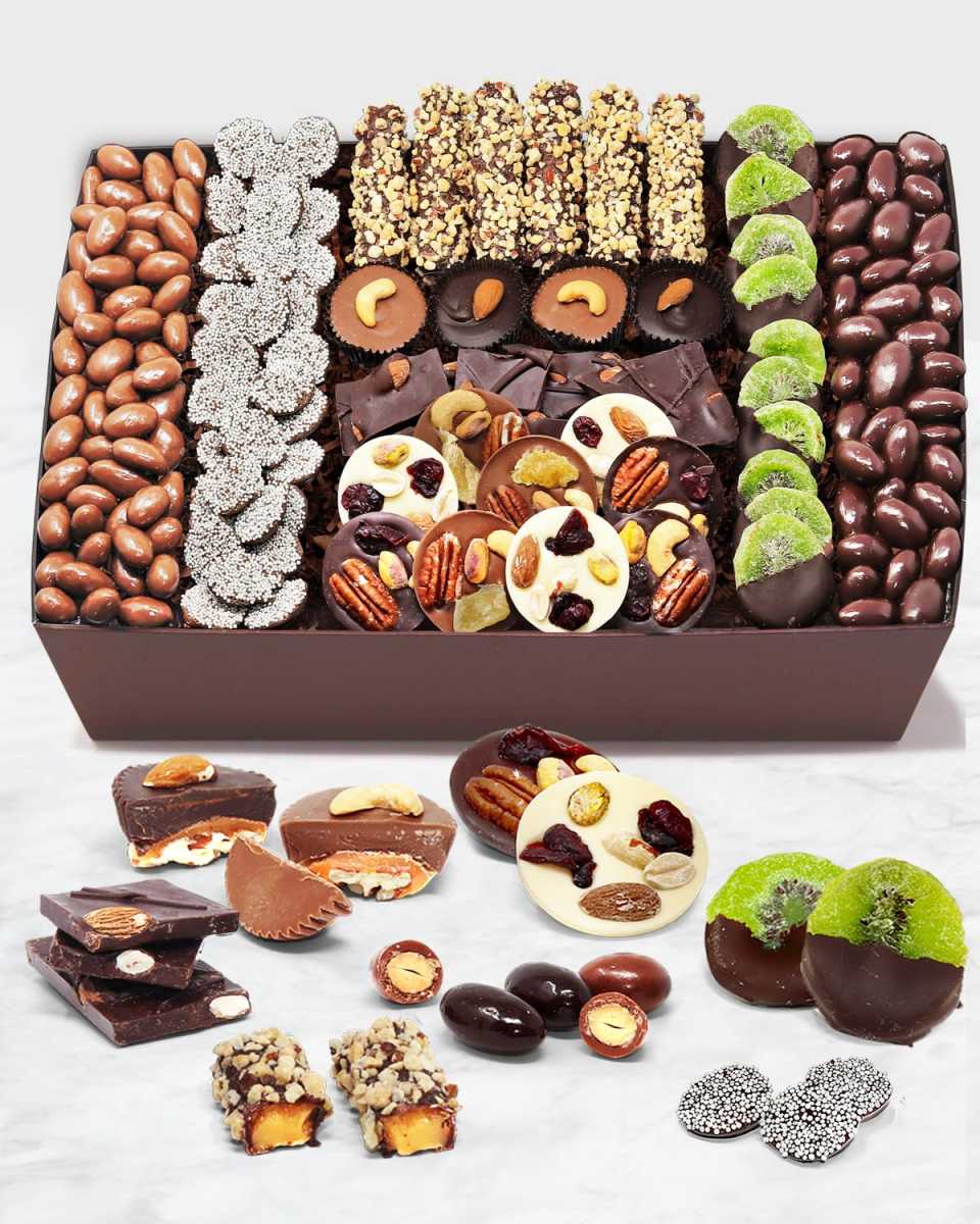 Premium Belgian Chocolate Covered Caramel Nut and Fruit Tray