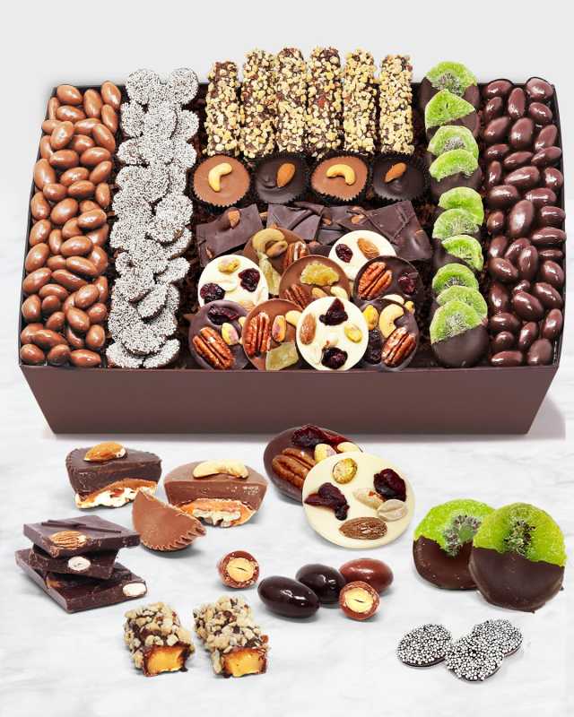 Premium Belgian Chocolate Covered Caramel Nut and Fruit Tray