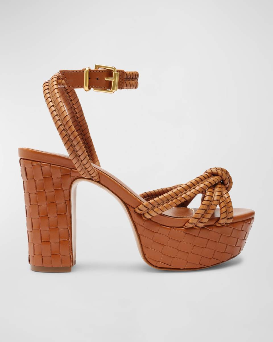 Kathleen Woven Ankle-Strap Platform Sandals