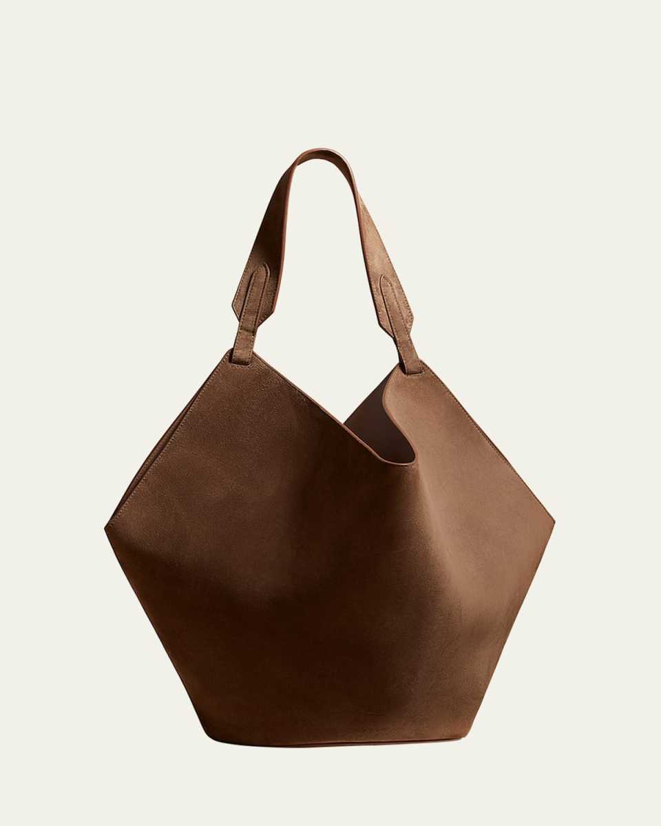 Lotus Medium Calfskin Suede Tote Bag