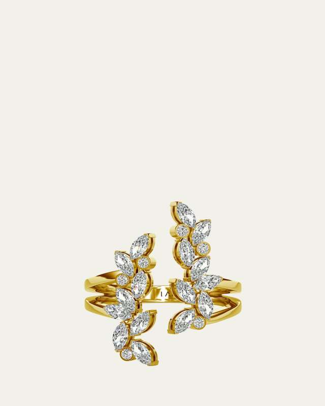 18K Yellow Gold Veto Open Petal Cocktail Ring with Lab Grown Diamonds