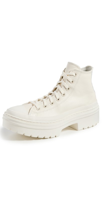 Converse Chuck Taylor All Star Lugged Heel Leather Platform Sneakers Egret/Egret/Egret