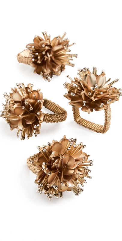 Kim Seybert Starburst Napkin Rings Set of 4 Gold