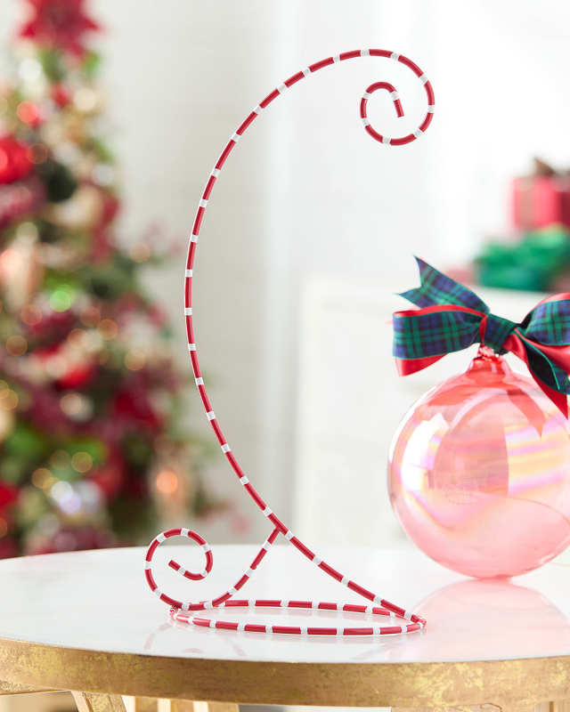 Large Ornament Stand, Red and White Stripe